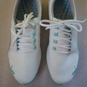 Puma Women's Biofusion Golf Shoes White/Silver Metallic/Aqua Splash, 8.5 M